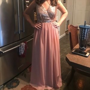 Juniors Rose Gold Prom Dress